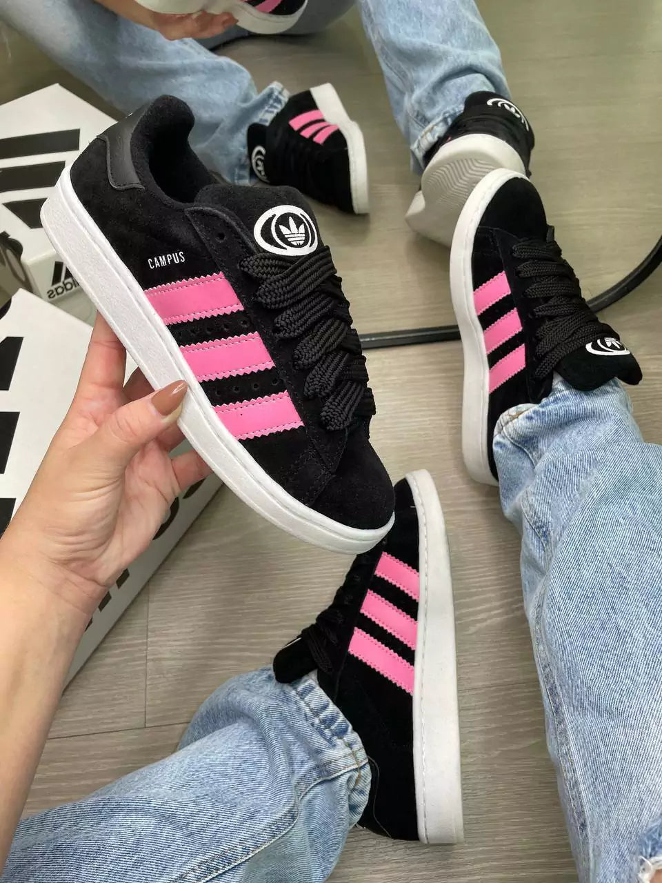 Tênis Adidas Campus Preto e Rosa