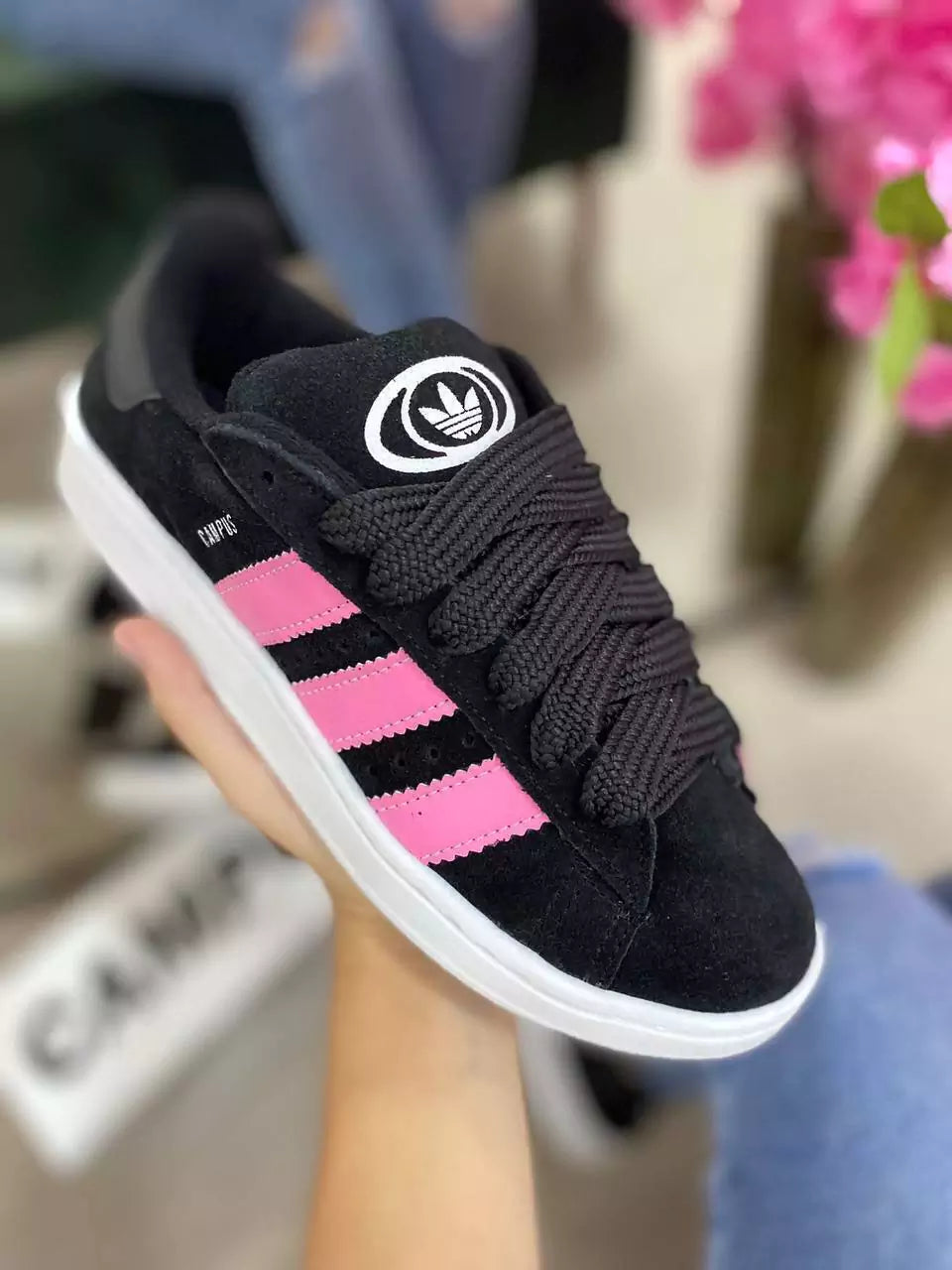 Tênis Adidas Campus Preto e Rosa