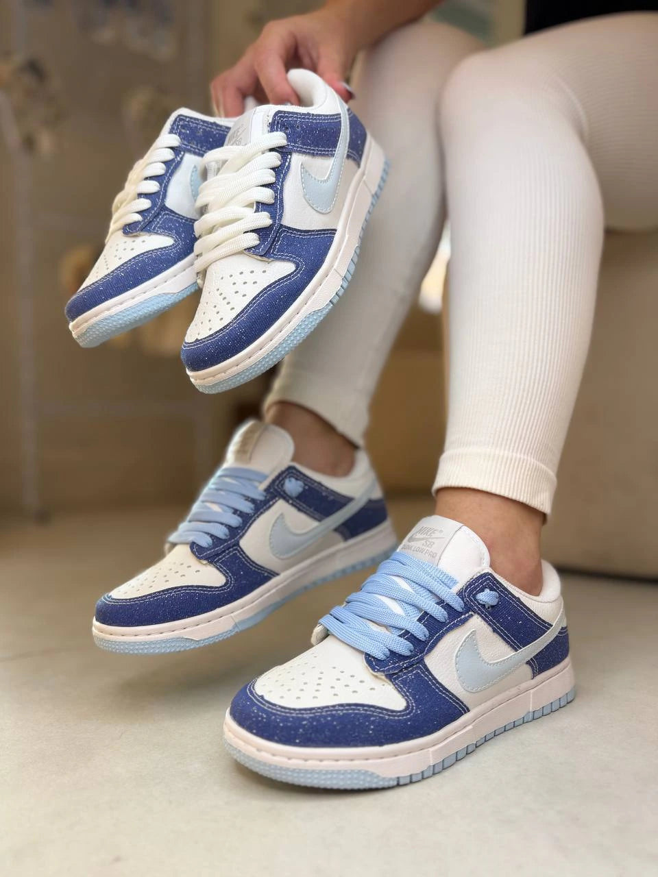 Tênis Nike Dunk Low Jeans Azul e Branco